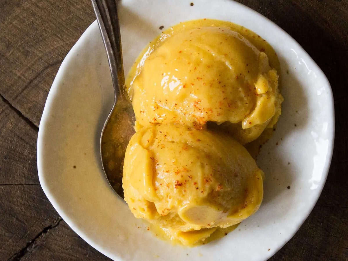 Five Minute Mango Chili Sorbet